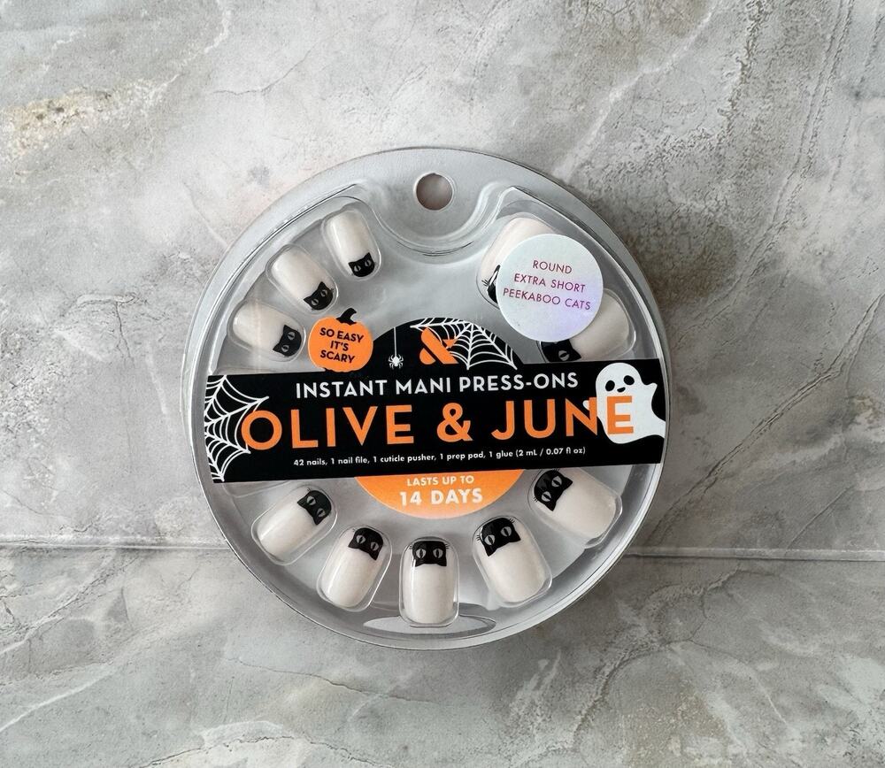 Olive & June Instant Mani Short Squoval Press-on Nails Halloween Candy NEW